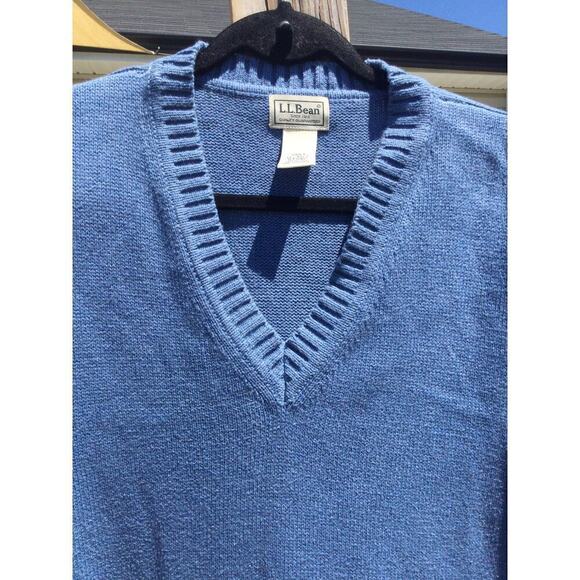 Vintage L.L.Bean Mens V-neck Sweater Vest Size XXL Tall Blue Emo Cotton Preppy - Picture 5 of 6